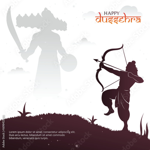 Hindu Festival Dussehra Lord Rama Killing Ravana Silhouette Design