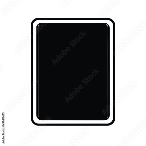 Simple black silhouette of a tablet on a clean white background