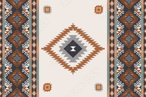 traditional turkish carpet Seamless Ikat-inspired ethnic textile patterns with tribal and geometric motifs. Suitable for fashion, fabric printing, home decor, and digital backgrounds. 