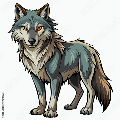 Wolf real,white background