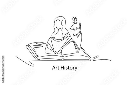 art history. School Subjects concept. Single line draw design. Vector graphic illustration