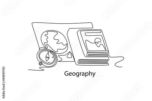 School Subjects concept. Single line draw design. Vector graphic illustration