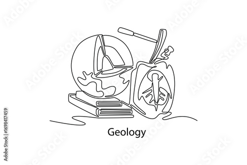 School Subjects concept. Single line draw design. Vector graphic illustration