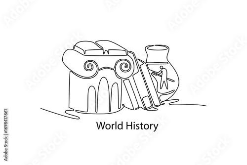 School Subjects concept. Single line draw design. Vector graphic illustration