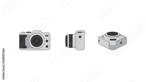 Compact Digital Camera with Distinctive Angles for Tech and Photography Graphics