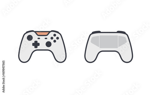 White Gaming Controller Front and Back View for Video Game and Entertainment Themes