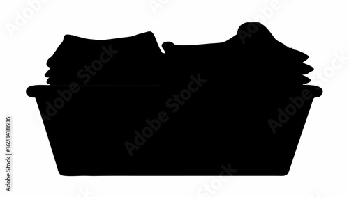 Silhouette of two cats sitting in a container with one cat having pointy ears and the other rounded ears