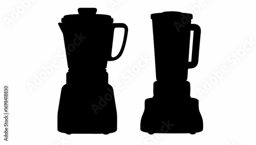 Two black blender silhouettes side by side against a white background kitchen appliance cooking tool
