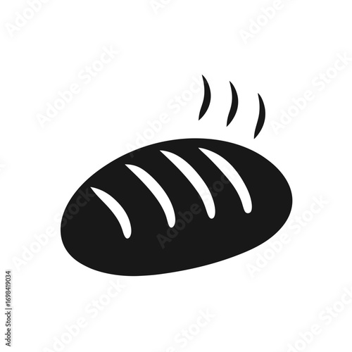 Silhouette of a freshly baked loaf of bread on transparent background