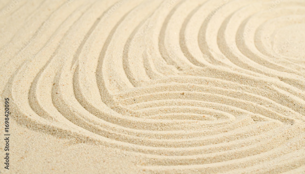 Naklejka premium Beige Sand Ripple Pattern Zen Garden Texture