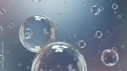 Wallpaper Mural Abstract video featuring transparent bubbles floating against a soft-hued gradient backdrop Torontodigital.ca