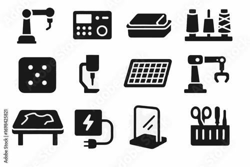 Mat tailoring tray robotic rack supply icon vector organizer grid pad cutting