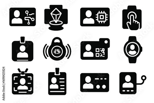Digital icons employee card futuristic connected id vector badge wearable authentication icon