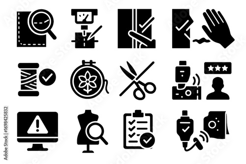 Smoothness precision error panel tailoring quality accuracy check icon vector control review