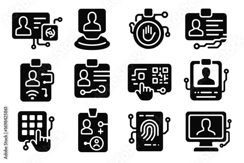 Id vector icons authentication employee security badge futuristic token icon virtual smart