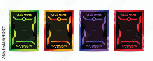 Set of player trading card template, Photo frame and border collection for soccer, hockey, volleyball, and basketball players, Sport flyer layout design, Template eps 10.