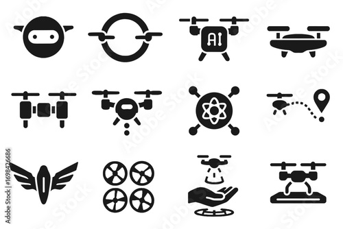 Sensors energy modular orb drone icon path wings vector icons futuristic hologram