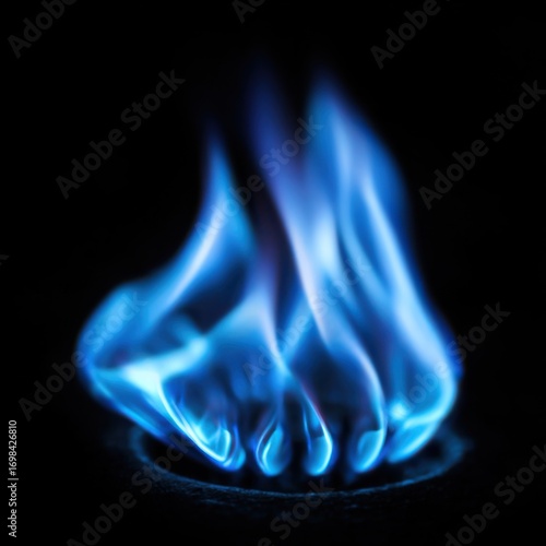Close-up of swirling blue gas flame