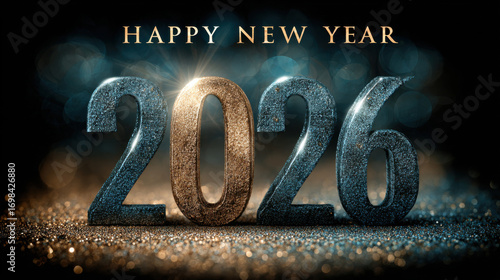 Elegant glittery 2026 New Year greeting