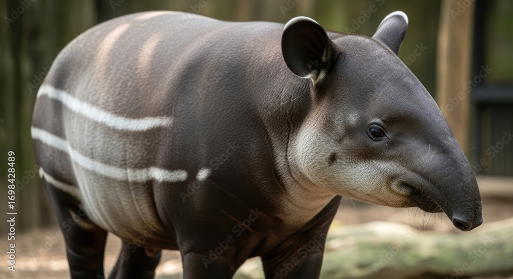 Fototapeta premium Close-up portrait of a lowland tapir with its distinctive markings