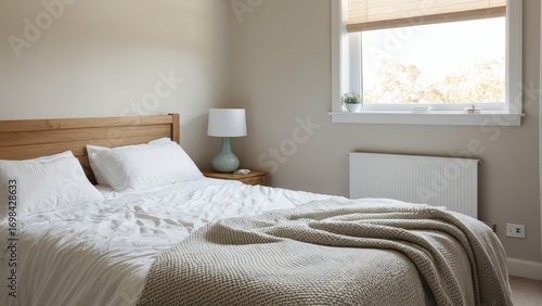 ベットルーム, bed, 部屋, ホテル, くつろいで, 家具, デザイン, 豪華さ, 枕, ランプ, 家, まど, 快適な, アパート, 