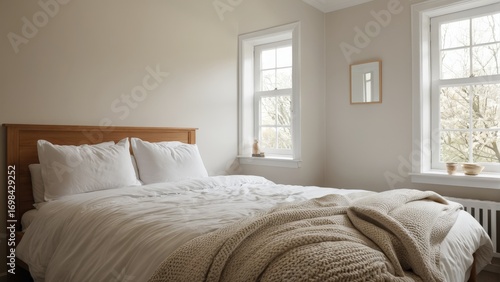 ベットルーム, bed, 部屋, ホテル, くつろいで, 家具, デザイン, 豪華さ, 枕, ランプ, 家, まど, 快適な, アパート, 