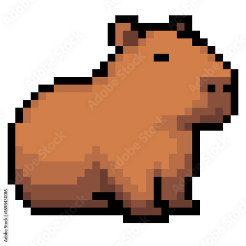 Pixel Art of a Cute Sitting Capybara