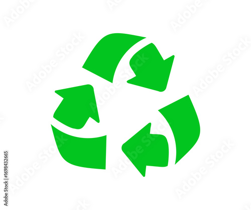 Recycle icon. Green recycle or recycling arrows flat icon vector design and illustration.
