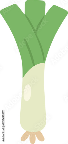 Fresh green leek vegetable flat vector illustration