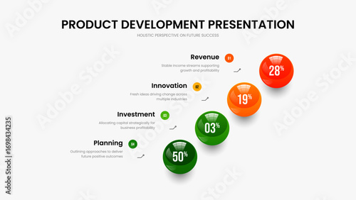 Professional Briefing 4 Option Graph Slide Design. Financial Innovation Presentation Layout Vector Illustration. Clean Strategy Four Element Diagram Frame Template.
