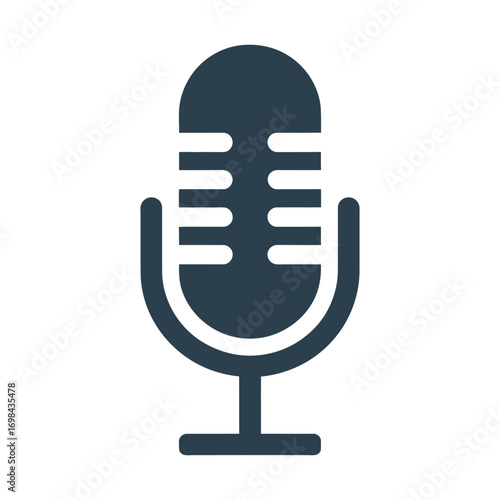 Retro microphone icon symbol for audio recording podcast broadcast speech and music performance