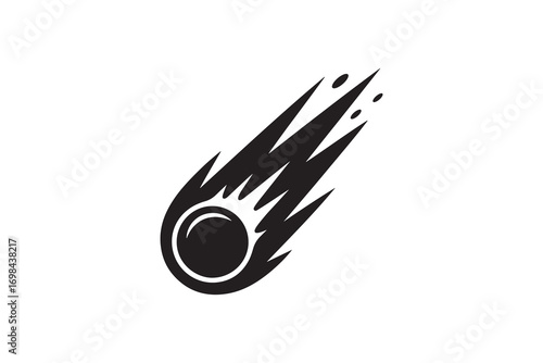 Falling Meteor Silhouette Vector Fireball Impact Black And White Art