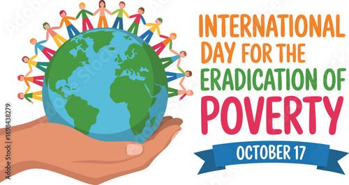 Diverse hands cradle the Earth, symbolizing global unity for poverty eradication.