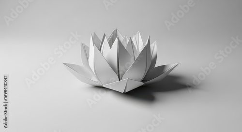 Architectural Purity: A Geometric Paper Lotus in Grayscale