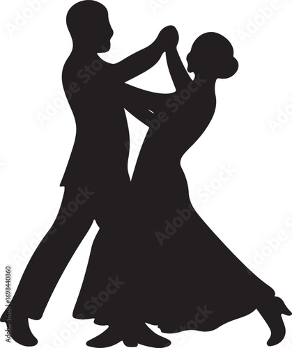 Wallpaper Mural Silhouette of a Man and Woman Ballroom Dancing in Elegant Formal Wear Torontodigital.ca