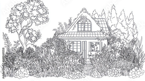 Black and white house drawing
