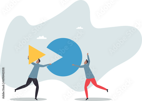 Market share percentage of industry sale, business competitor fight or battle to gain more sale .about a man and his life.