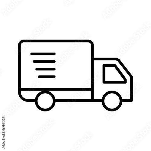 Truck Delivery Icons In Outline, Vector Illustration