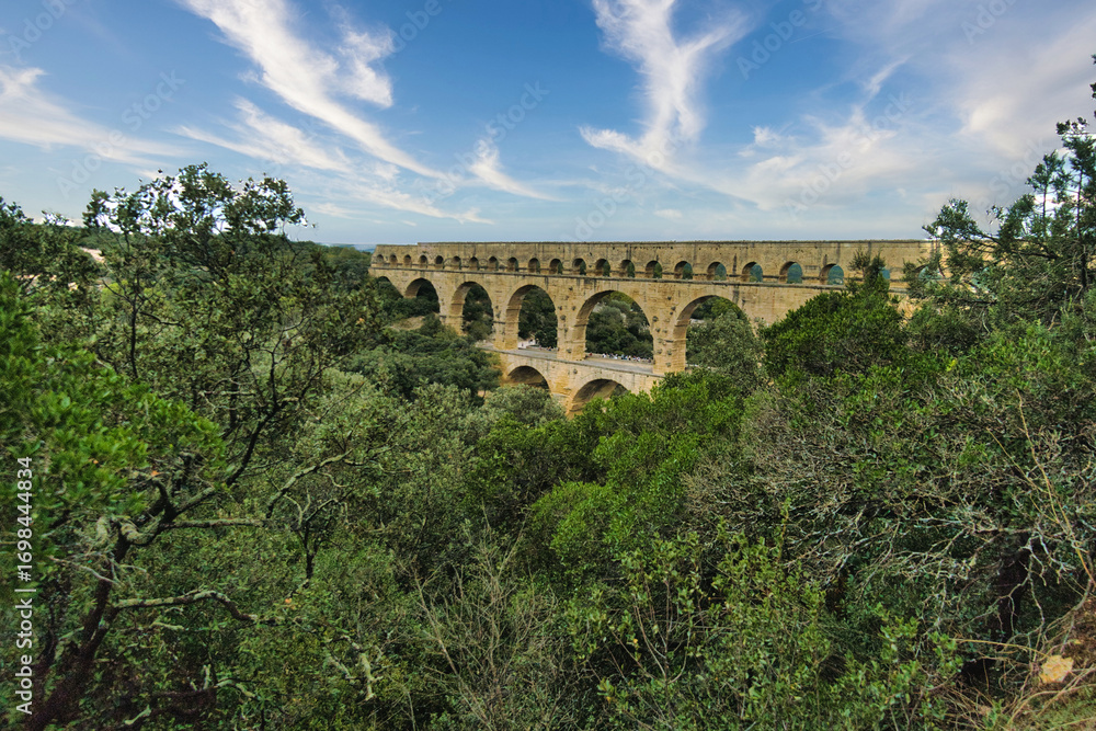Fototapeta premium Pont du Gard, Roman aqueduct, River Gard, France