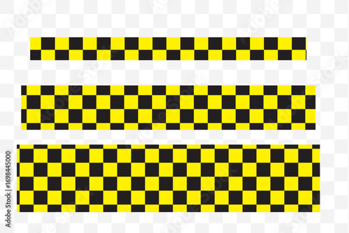 Warning tape in yellow red black diagonal stripes line, caution hazard danger road, attention safety stripe warning, warn stop seamless line, stretched caution line