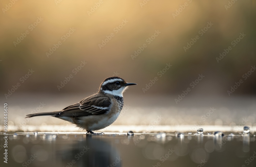 Obraz premium Small bird standing on water surface with blurred natural background