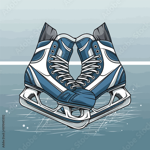 Ice skates isolated on white background vector illustration in cartoon style