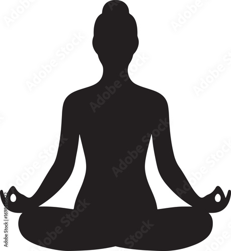 Silhouette of a Woman in Lotus Position Meditating with Hands in Gyan Mudra