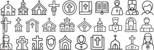 A Comprehensive Set of Christian and Church Icons for Religious and Spiritual Projects
