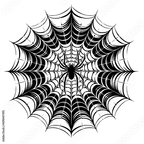 Spooky halloween spider web vector image illustration