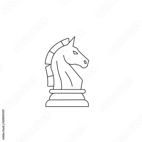 Knight Chess Piece Silhouette Design Game Strategy Tactical Mind Black and White Illustration Competition Logic Outline