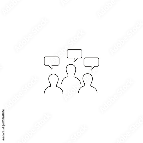 Group Communication Icons Team Discussion Conversation Bubble Meeting Feedback Idea Sharing Dialogue People Talking