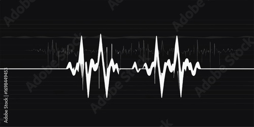 Medical heart pulse rate cardiogram graph on green frequency monitor vector illustration