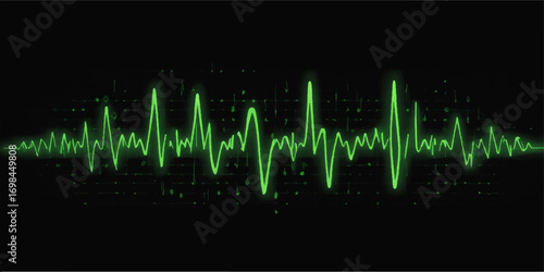 Medical cardiogram pulse graph on a sound wave background for health technology