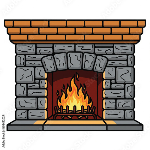 fireplace with burning logs
